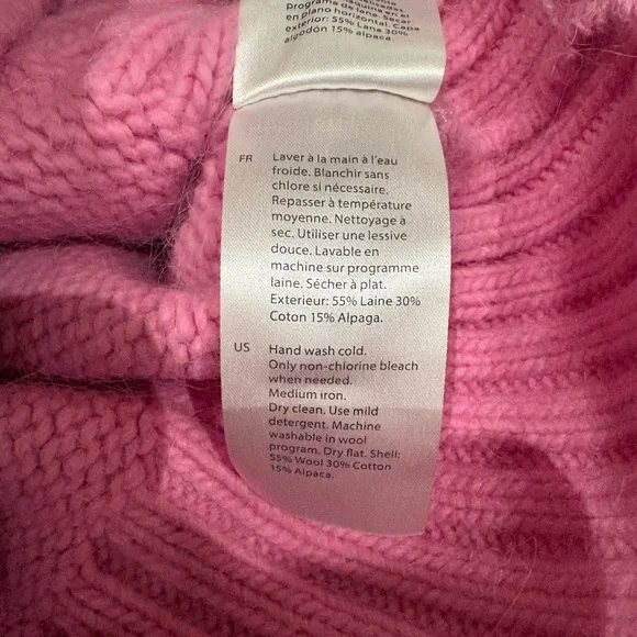 COS Pink Ribbed-Hem Wool Blend Crewneck Sweater - Picture 4 of 5